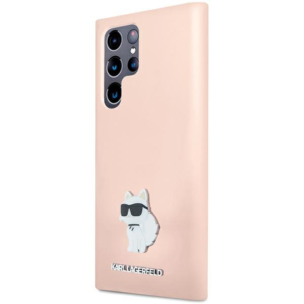Karl Lagerfeld KLHCS23LSMHCNPP Samsung Galaxy S23 Ultra Silicone Choupette Metal Pin pink