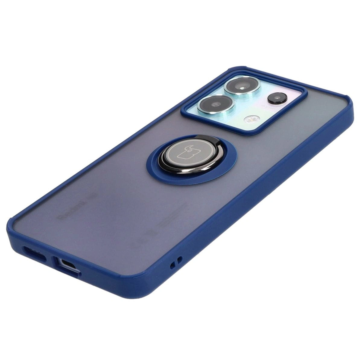 Bizon Case Hybrid Ring Xiaomi Poco X6 / Xiaomi Redmi Note 13 Pro 5G smoky with a navy blue frame