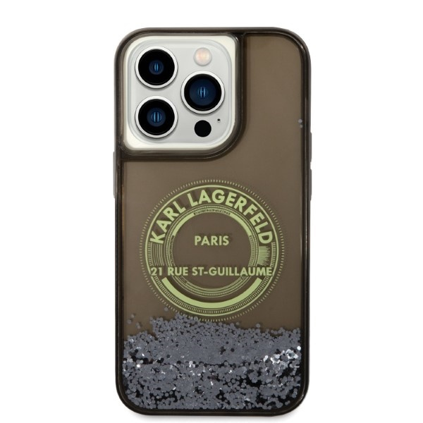 Karl Lagerfeld KLHCP14LLCRSGRK Apple iPhone 14 Pro black hardcase Liquid Glitter RSG