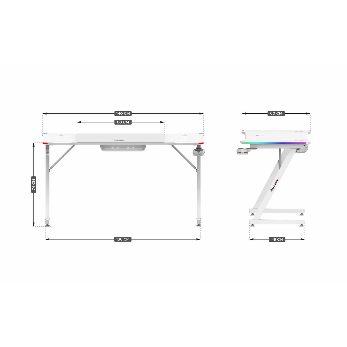 Desk Huzaro HZ-Hero 3.3 White RGB White