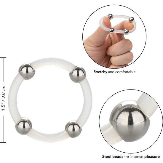 CALEX STEEL BEADED SILICONE RING L