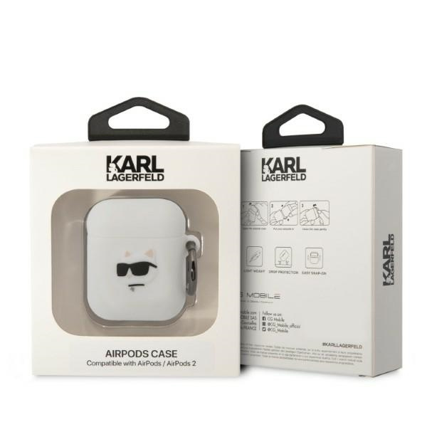 Karl Lagerfeld KLA2RUNCHH Apple AirPods 2/1 cover white Silicone Choupette Head 3D