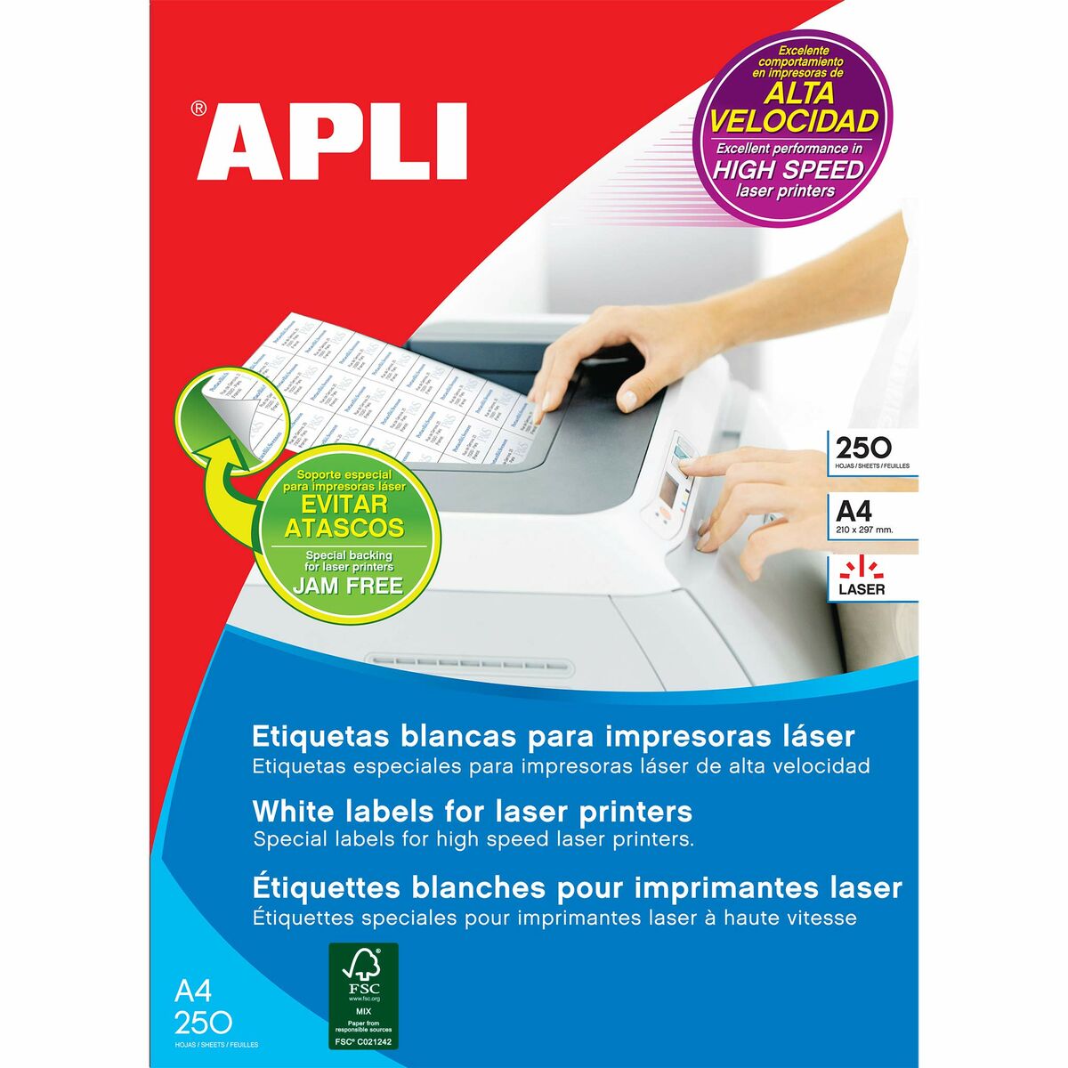 Adhesive labels Apli 70 x 42,4 mm White 250 Sheets