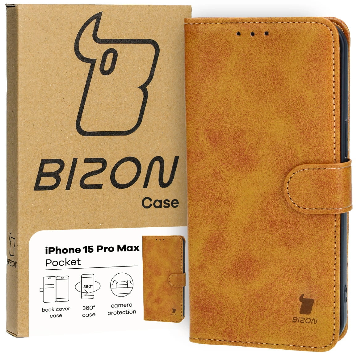 Bizon Case Pocket Apple iPhone 15 Pro Max brown