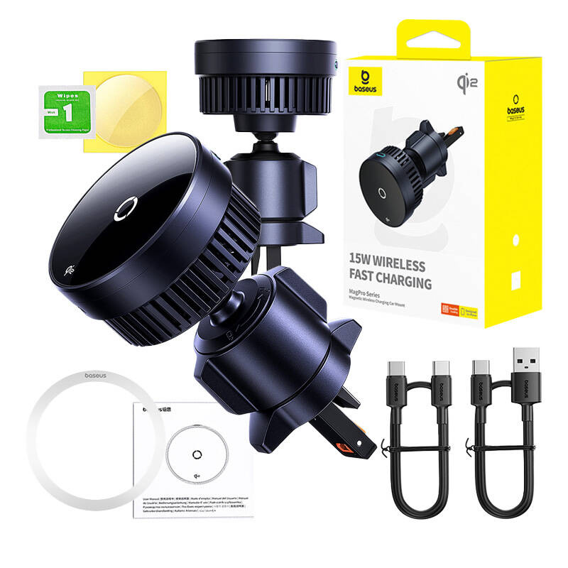 Baseus MagPro grille car holder with 15W inductive charger (black)