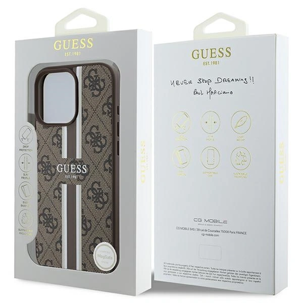 Guess GUHMP16XP4RPSW Apple iPhone 16 Pro Max hardcase 4G Printed Stripes MagSafe brown