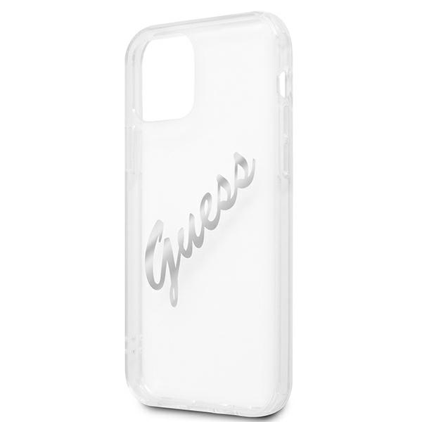 Guess GUHCP12MKTRSVSI Apple iPhone 12/12 Pro Transparent hardcase Vintage Script Silver
