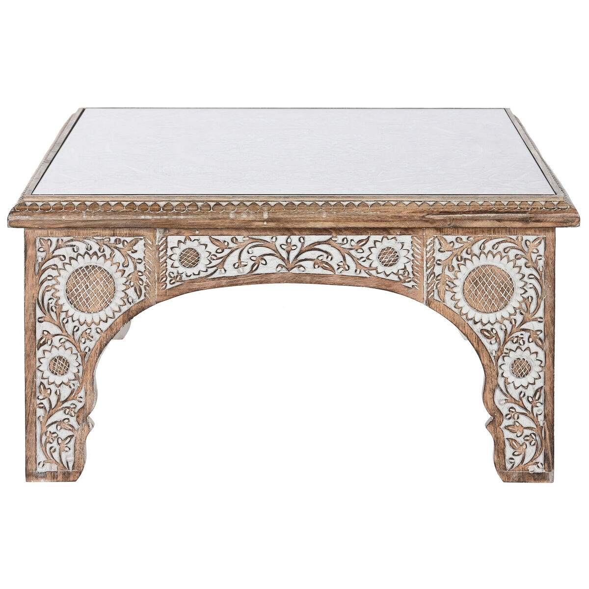 Centre Table DKD Home Decor 81 x 81 x 45 cm Crystal Aluminium Mango wood