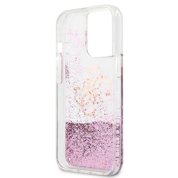 Guess GUHCP13XLG4GPI Apple iPhone 13 Pro Max pink hardcase 4G Big Liquid Glitter