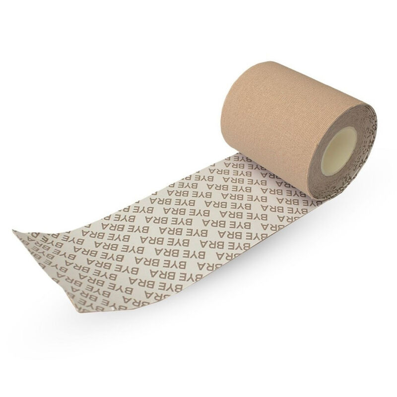 BYE BRA BODY TAPE 5M X 6.5 CM + 3 PAIRS OF SATIN NIPPLE COVERS NUDE