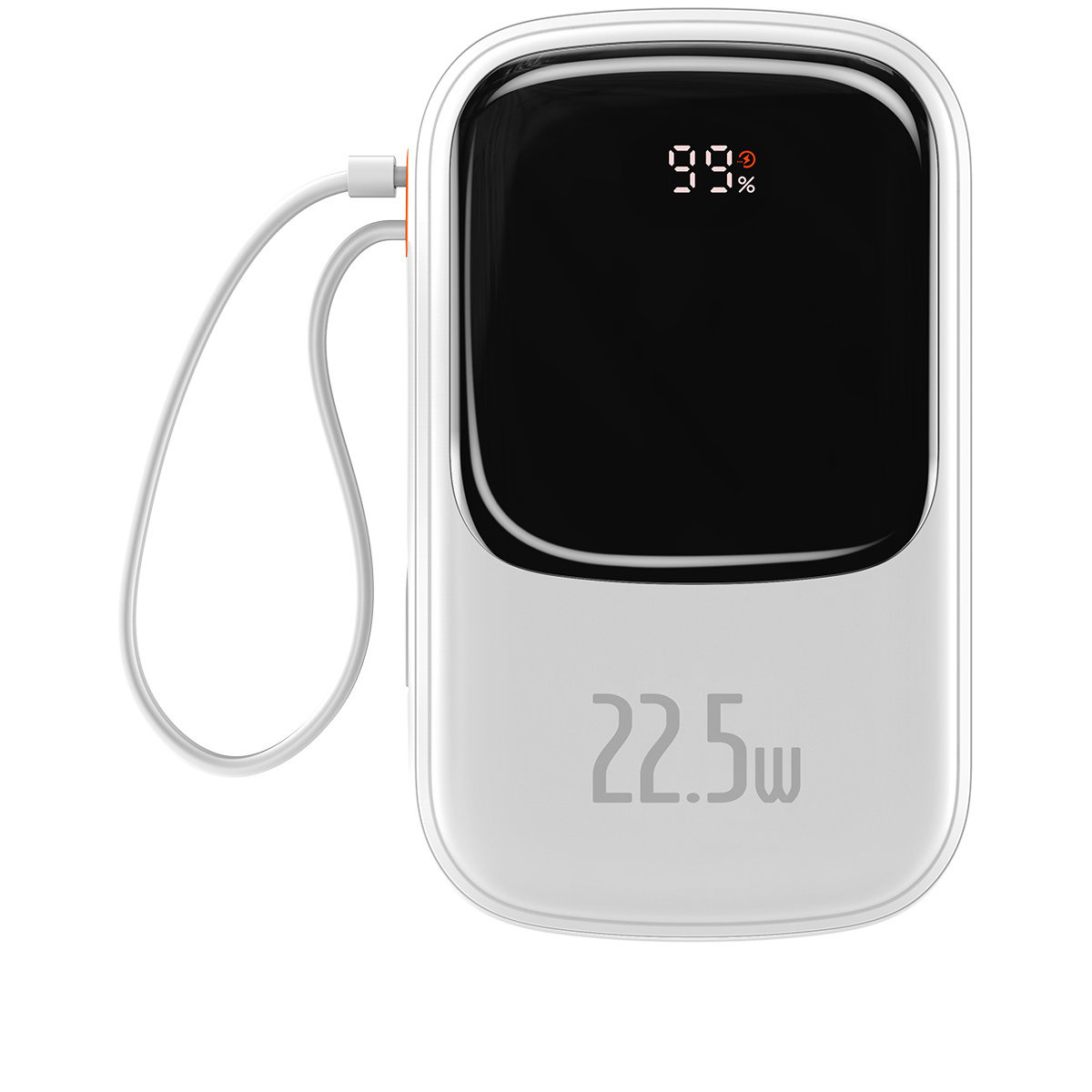 Baseus Qpow Digital Display powerbank with fast charging 20000mAh 22.5W QC/PD/SCP/FCP with built-in USB-C cable white