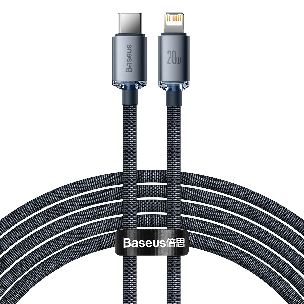 USB-C do Lightning Cable Baseus Crystal, 20W, PD, 2m (black)