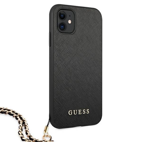 Guess GUHCN61SASGBK Apple iPhone 11 black hardcase Saffiano Chain