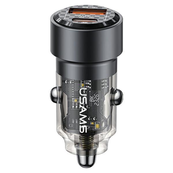 USAMS C39 car charger USB-A, USB-C 60W black