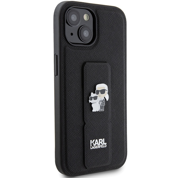 Karl Lagerfeld KLHCP15SGSAKCPK iPhone 15 czarny/black hardcase Gripstand Saffiano Karl&Choupette Pins