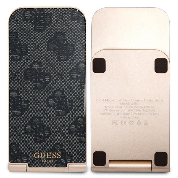 Guess GUDCFAL4PEGK 2in1 inductive charger 15W 4G Pattern MagSafe black