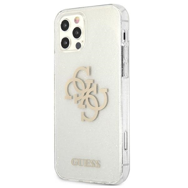 Guess GUHCP12LPCUGL4GTR Apple iPhone 12 Pro Max transparent hard case Glitter 4G Big Logo