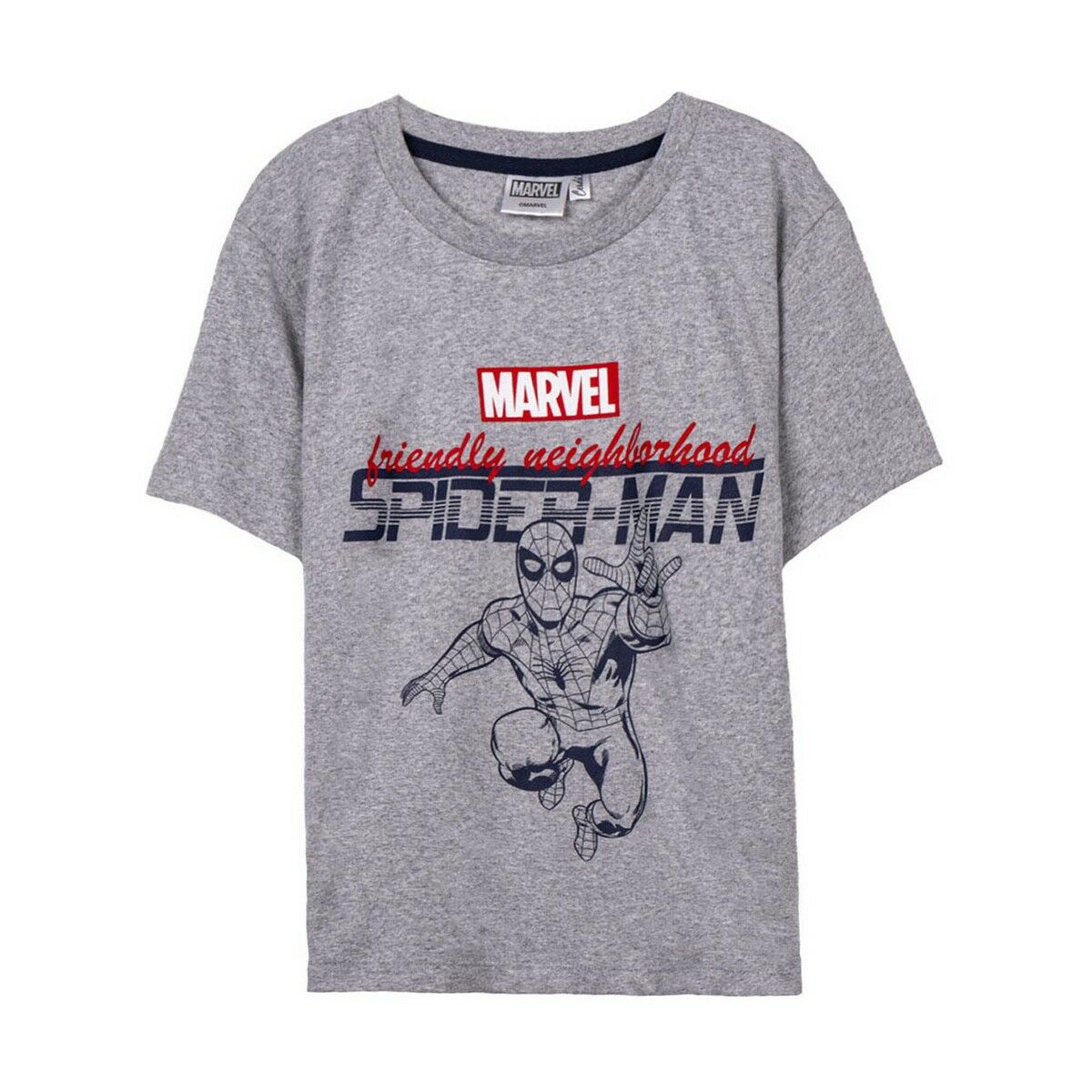 Short Sleeve T-Shirt Spiderman Children's Grey