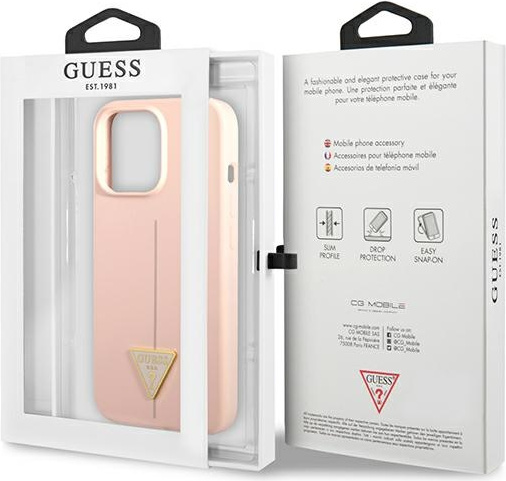 Guess GUHCP13XSLTGP Apple iPhone 13 Pro Max pink hardcase Silicone Triangle