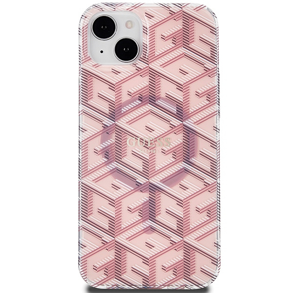 Guess GUHMP15SHGCUSTGP Apple iPhone 15 / 14 hardcase IML GCube MagSafe pink