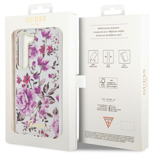 Guess GUHCS23SHCFWST Samsung Galaxy S23 white hardcase Flower Collection