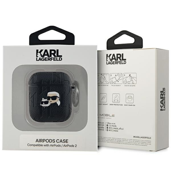 Karl Lagerfeld KLA2PGKCPK Apple AirPods 1/2 cover Monogram Karl & Choupette Head black