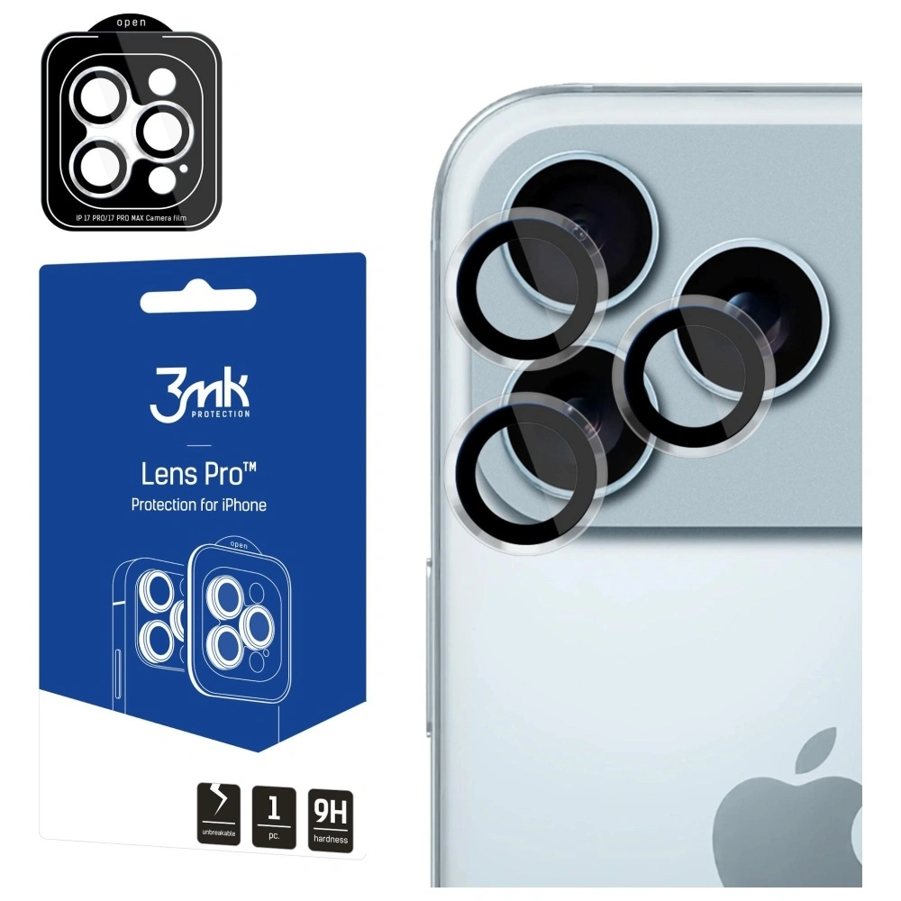 Szkło hybrydowe na obiektyw aparatu 3MK Lens Protection Pro do Apple iPhone 17 Pro / 17 Pro Max przezroczysty