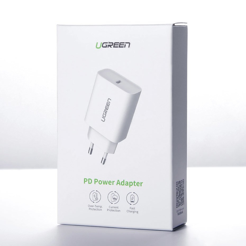 UGREEN 60450 Wall Charger USB-C Power Delivery 3.0 Quick Charge 4.0+ 20W 3A white