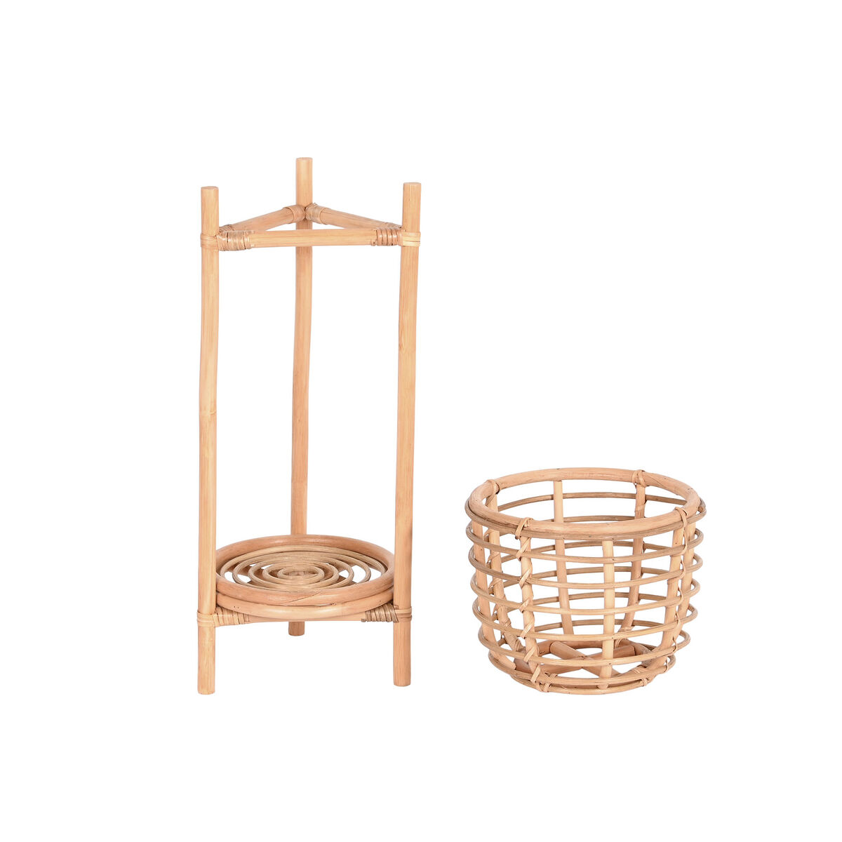 Planter DKD Home Decor 25 x 25 x 70 cm Natural Rattan Bali