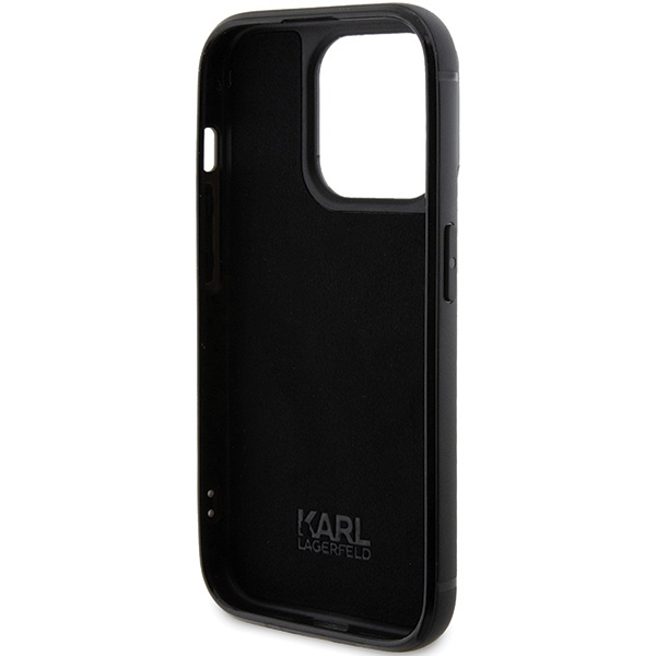 Karl Lagerfeld KLHCP15LHDSPLK Apple iPhone 15 Pro hardcase Rhinestone Logo Metal Plate black