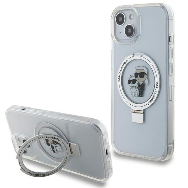 Karl Lagerfeld KLHMP14SHMRSKCH Apple iPhone 14 / 15 hardcase Ring Stand Karl&Choupettte MagSafe white