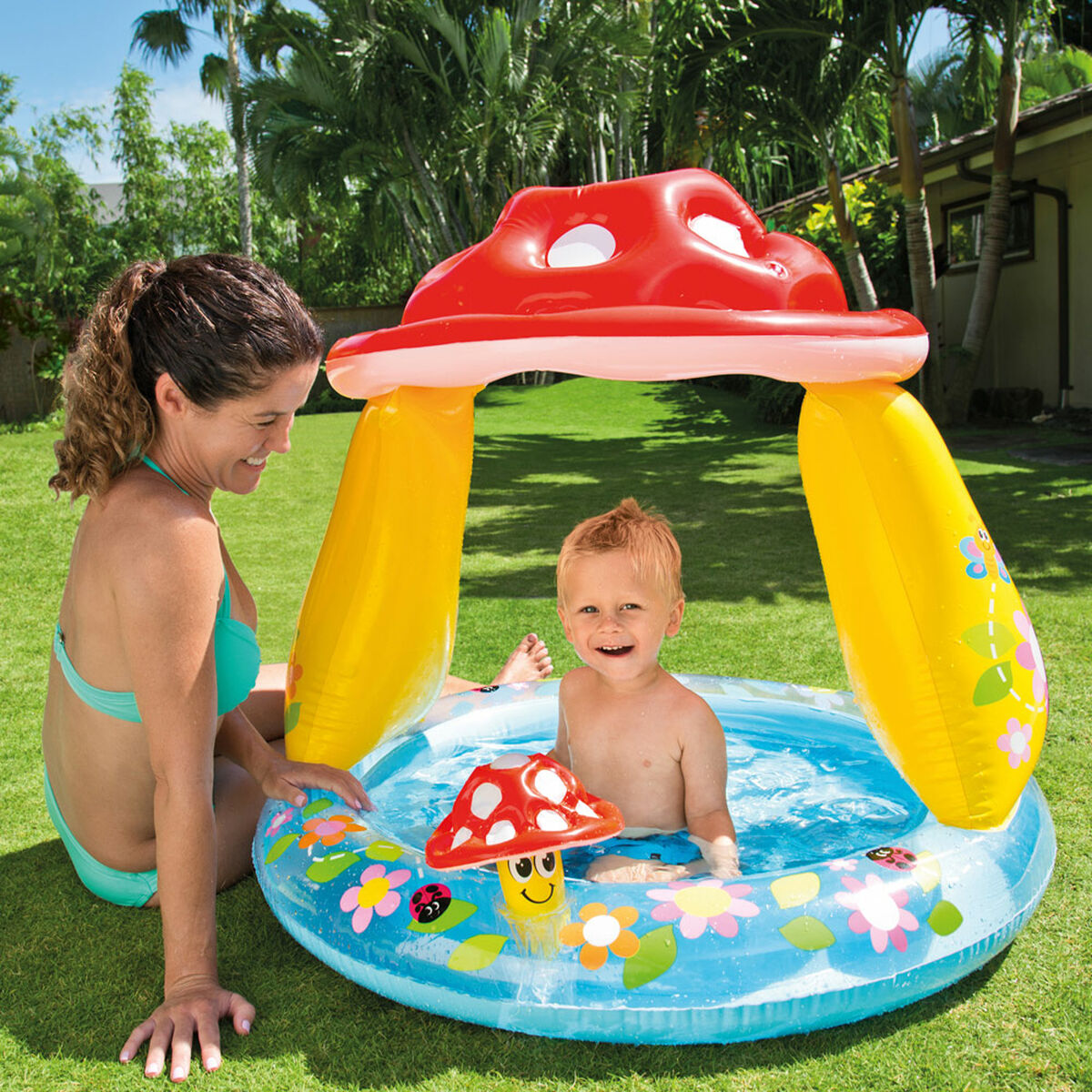 Inflatable Paddling Pool for Children Intex Awning Mushrooms 102 x 89 x 102 cm 45 L (6 Units)