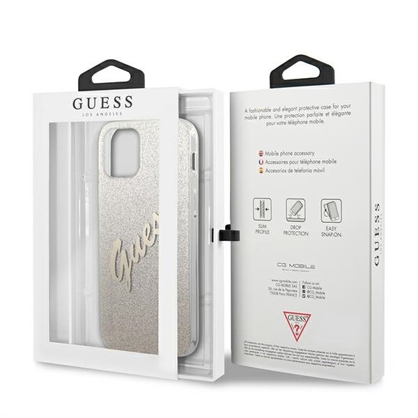 Guess GUHCP12MPCUGLSGO Apple iPhone 12/12 Pro gold hardcase Glitter Gradient Script