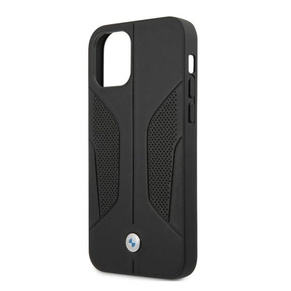 BMW BMHCP12LRSCSK Apple iPhone 12 Pro Max black hardcase Leather Perforate Sides