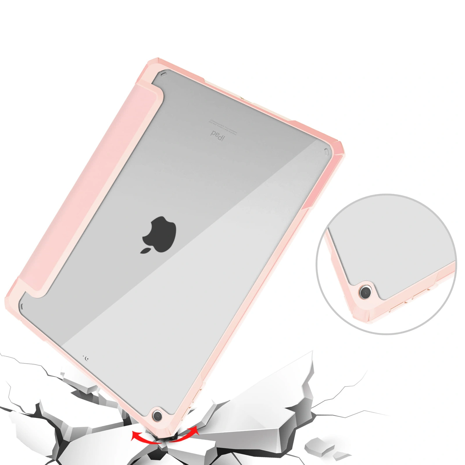 Bizon Case Tab Clear Matt Apple iPad 9 10.2 2021 / iPad 8 2020/ iPad 10.2 2019 light pink