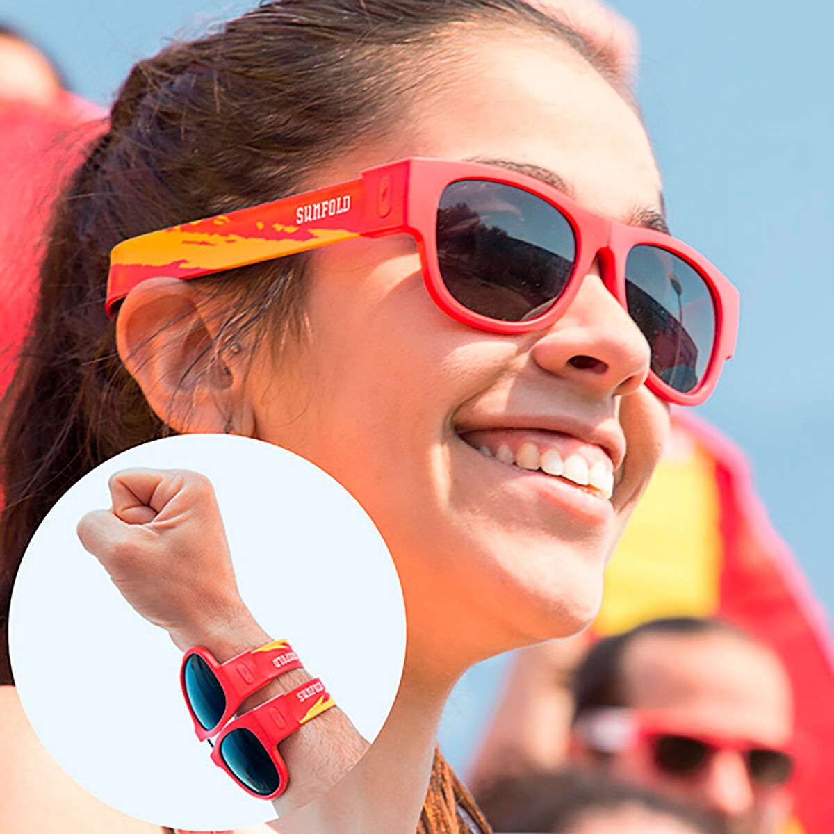 Sunfold Klappbare Roll up Brille Fußball WM Spanien Rot
