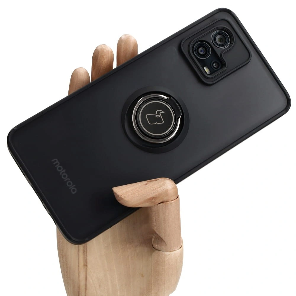 Bizon Case Hybrid Ring Motorola Moto G72 smoky with a black frame