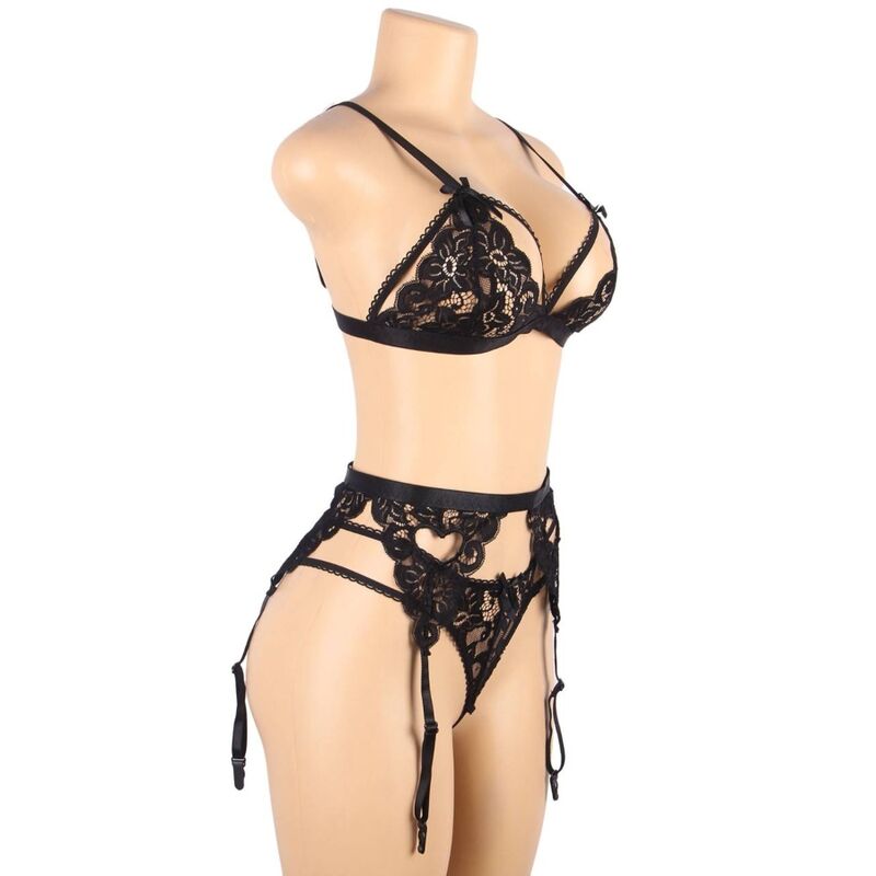 SUBBLIME SET - THREE PIECES SET BRA+ GARTER BELT + THONG L/XL