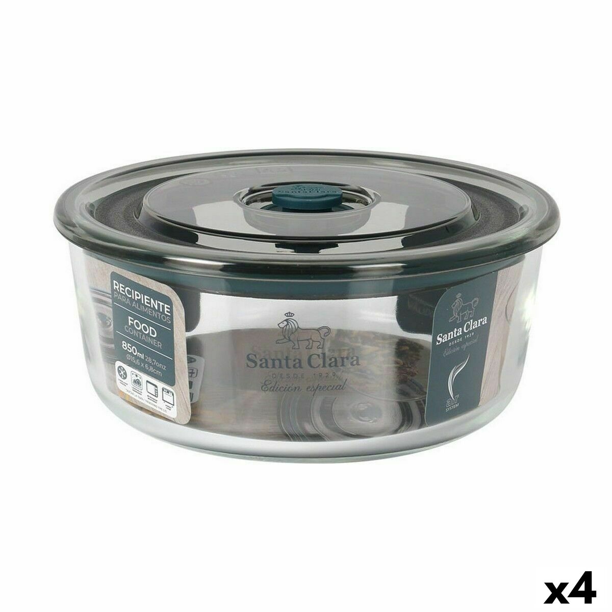 Hermetic Lunch Box Santa Clara Grey 850 ml 15,6 x 6,8 cm (4 Units) Hermetic Lunch Box Santa Clara Grey 850 ml 15,6 x 6,8 cm (4 Units)