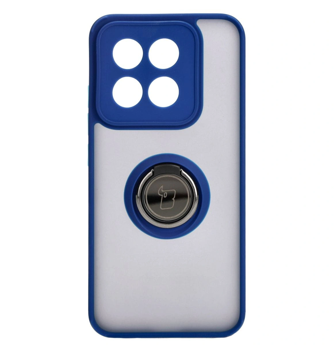 Bizon Case Hybrid Ring Xiaomi 14 smoky with a navy blue frame