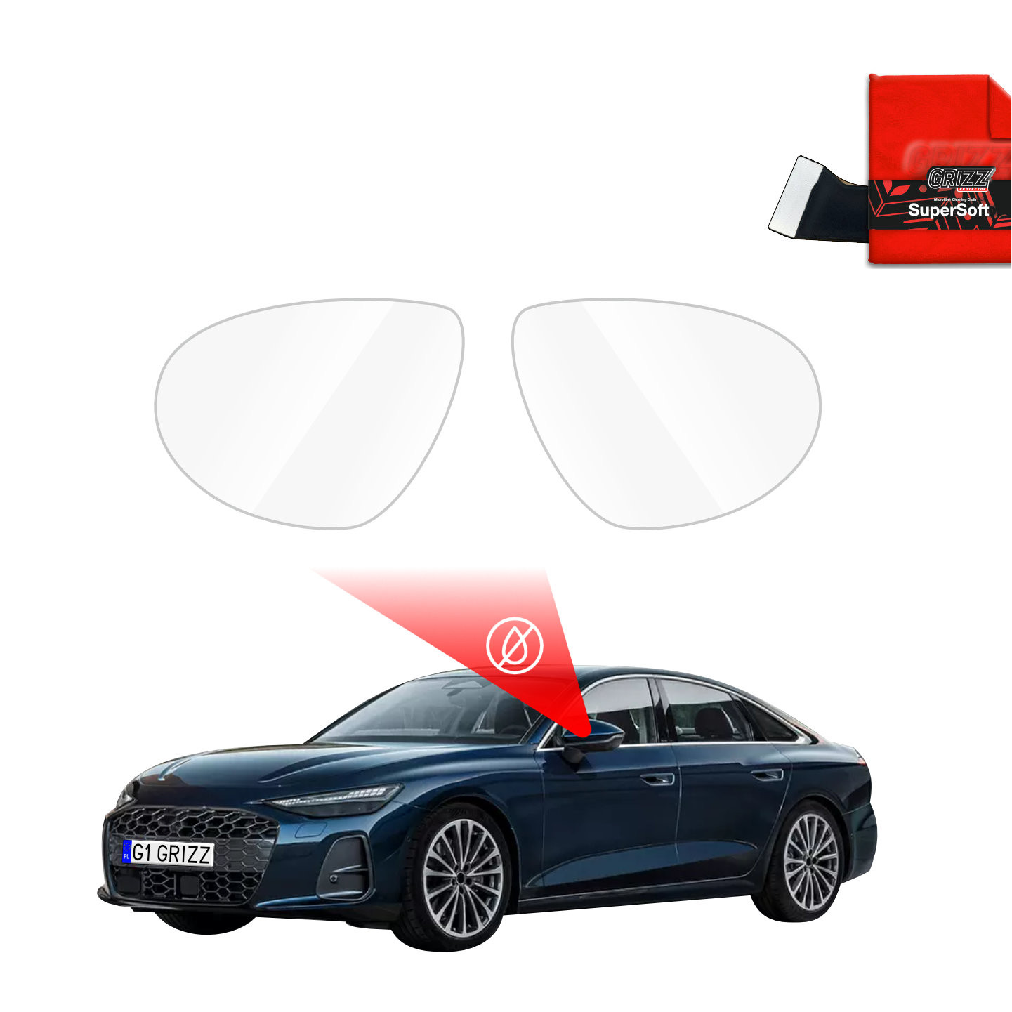 Folia przeciwdeszczowa na lusterka GrizzGlass ZeroDrop do Audi A6 Limousine (2025-2026)