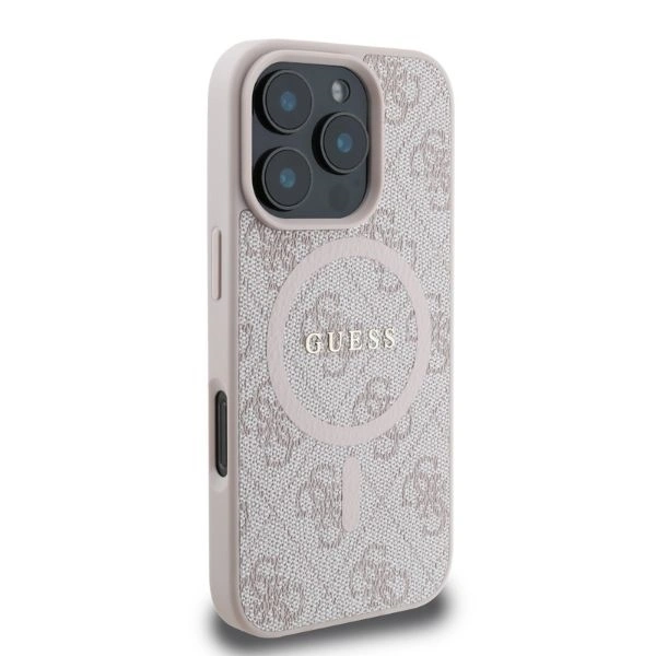 Case Guess GUHMP16LG4GFRP Apple iPhone 16 Pro hardcase 4G Ring Classic Logo MagSafe pink