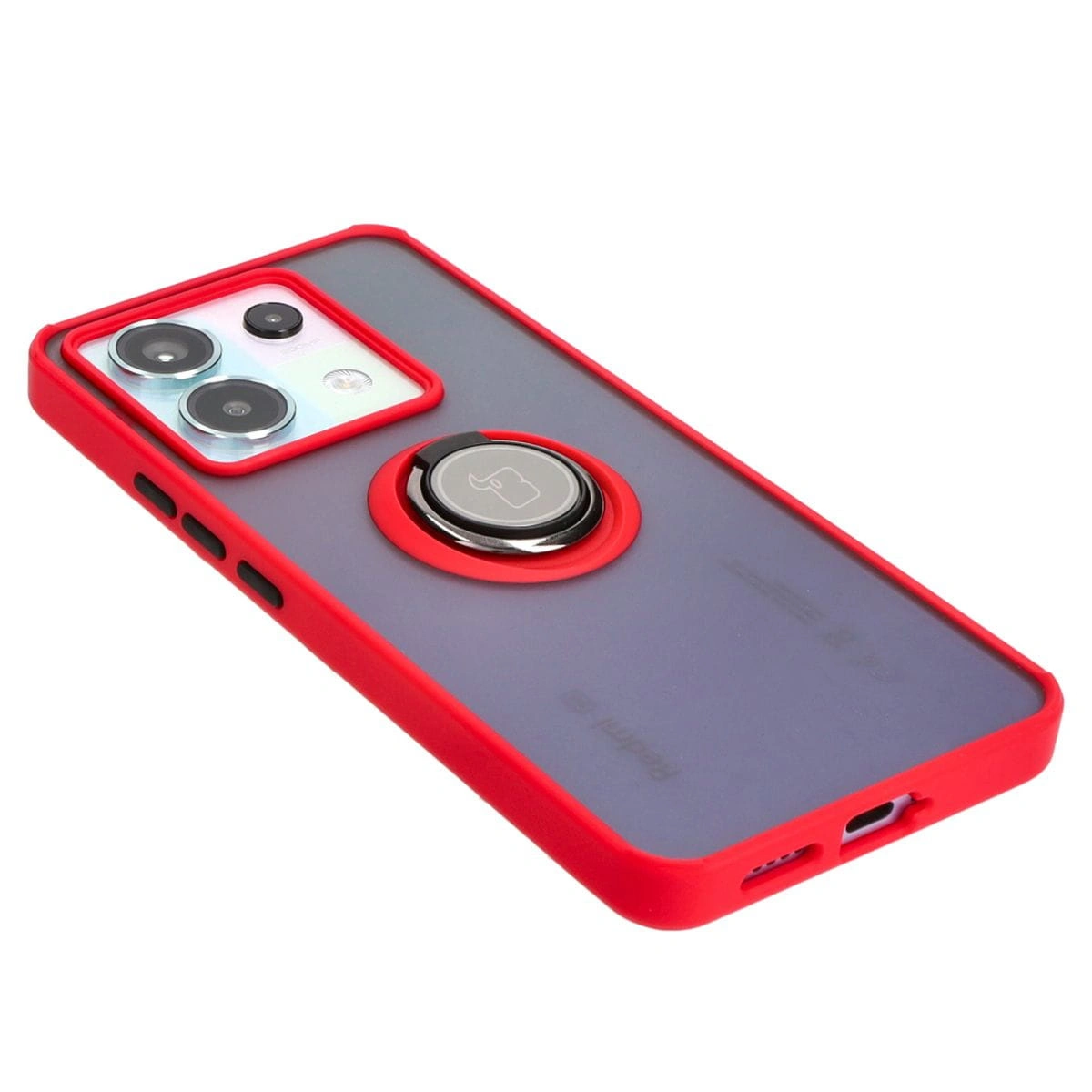 Bizon Case Hybrid Ring Xiaomi Poco X6 / Xiaomi Redmi Note 13 Pro 5G smoky with a red frame