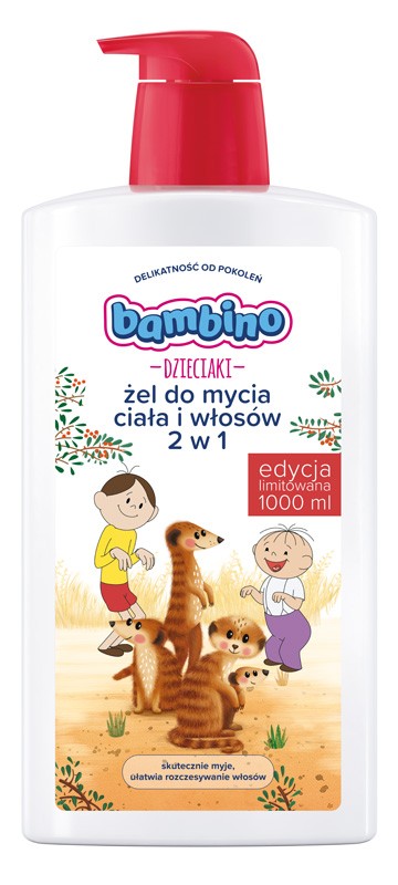 Bambino Dzieciaki Żel do mycia ciała i włosów 2w1 "Bolek i Lolek - Surykatki" 1000ml edycja limitowana