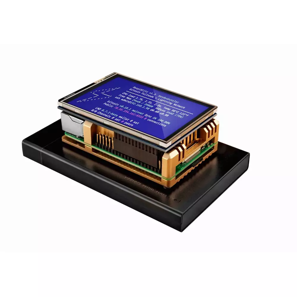RaspiBlitz v1.10 – Golden Heatsink Case 8GB RAM 