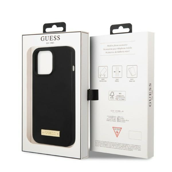 Guess GUHMP13XSPLK Apple iPhone 13 Pro Max black hard case Silicone Logo Plate MagSafe
