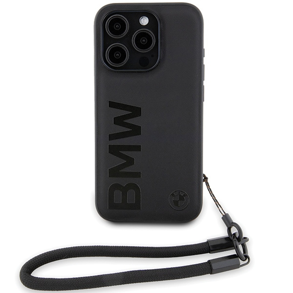 BMW BMHCP15L23RMRLK Apple iPhone 15 Pro hardcase Signature Leather Wordmark Cord black