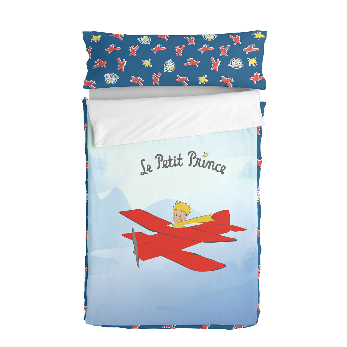 Quilt Cover without Filling HappyFriday Le Petit Prince Son avion Multicolour 105 x 200 cm