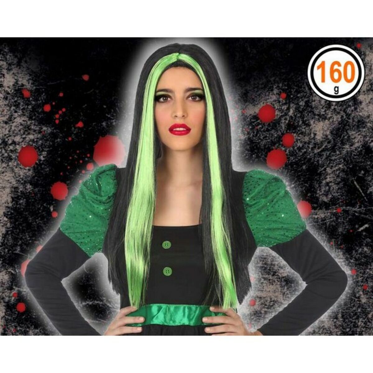 Halloween Wig 118189 (60 cm) Black White Green