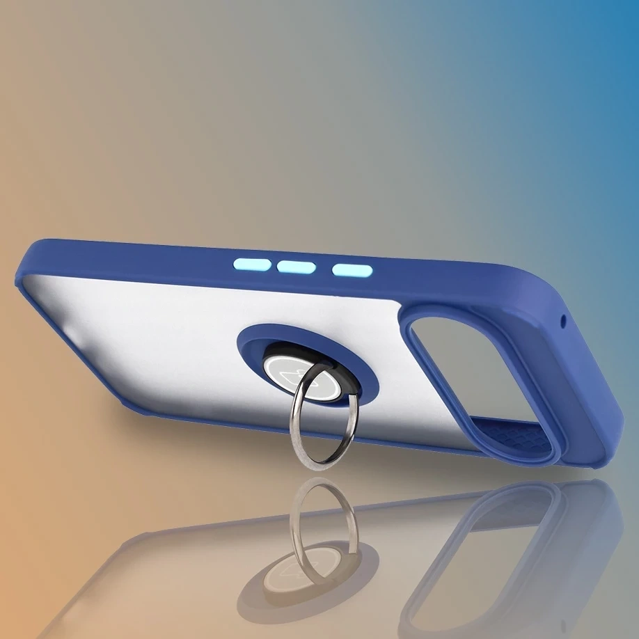 Etui z uchwytem na palec Bizon Case Hybrid Ring do Google Pixel 10 Pro XL przydymione z granatową ramką